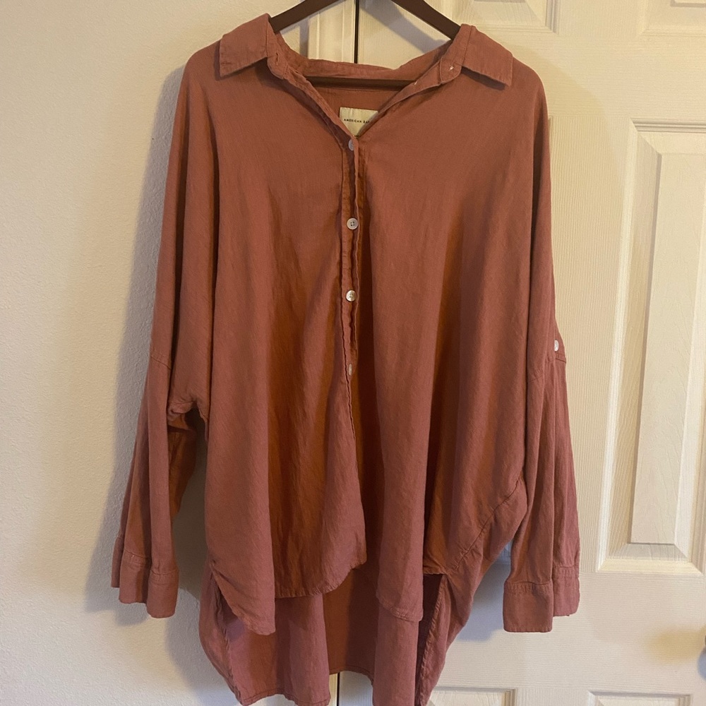 Rose Oversized Button Down Shirt